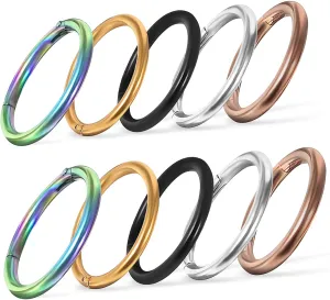 GALPADA 10Pcs Stainless Steel Nose Hoops for Women Nose Rings Hoops Comfortable Piercing Jewelry for Parties and Everyday Use Skin Friendly