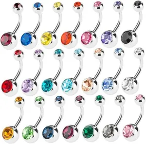 GALPADA 21pcs Stainless Steel Belly Button Rings Random Color Body Piercing Jewelry for Women Men Durable Skin Friendly Navel Rings for Summer Fashion Maternity Use Random Color