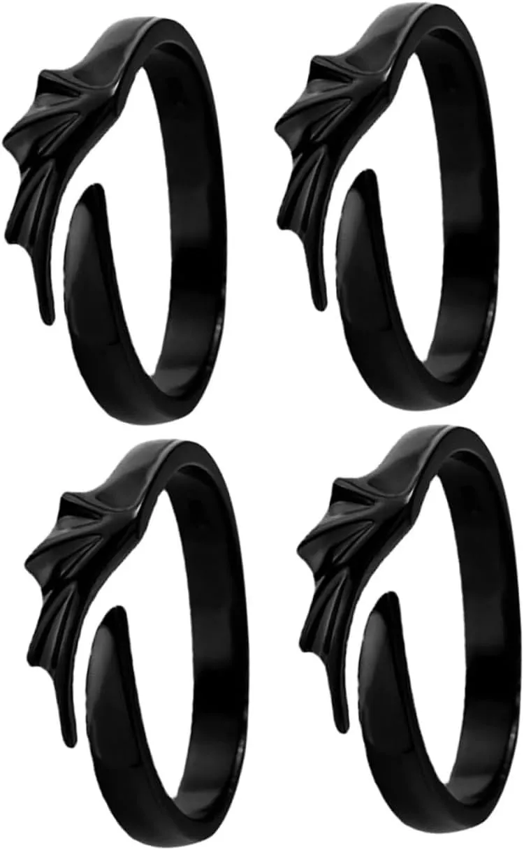 GALPADA 4pcs Silver Couples Rings for Women Men Matching Promise Rings Stackable Jewelry