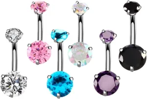 Gatuida Stainless Steel Belly Button Rings 6pcs Navel Piercing Jewelry for Women Unique Durable