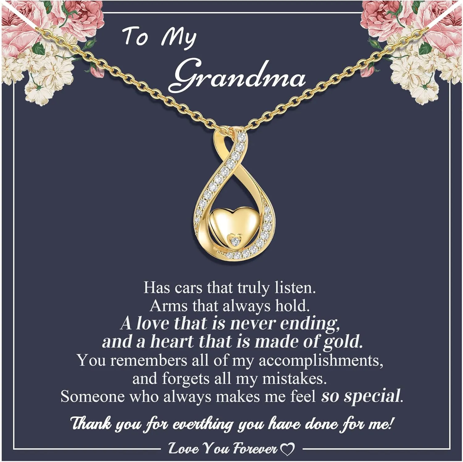 Gifts for Mom Daughter Heart Necklace I Love You Gifts for Wife Girlfriend Gold Infinity Necklace Birthday Gift Ideas Anniversary Valentines Mothers Day Christmas Gift Jewelry