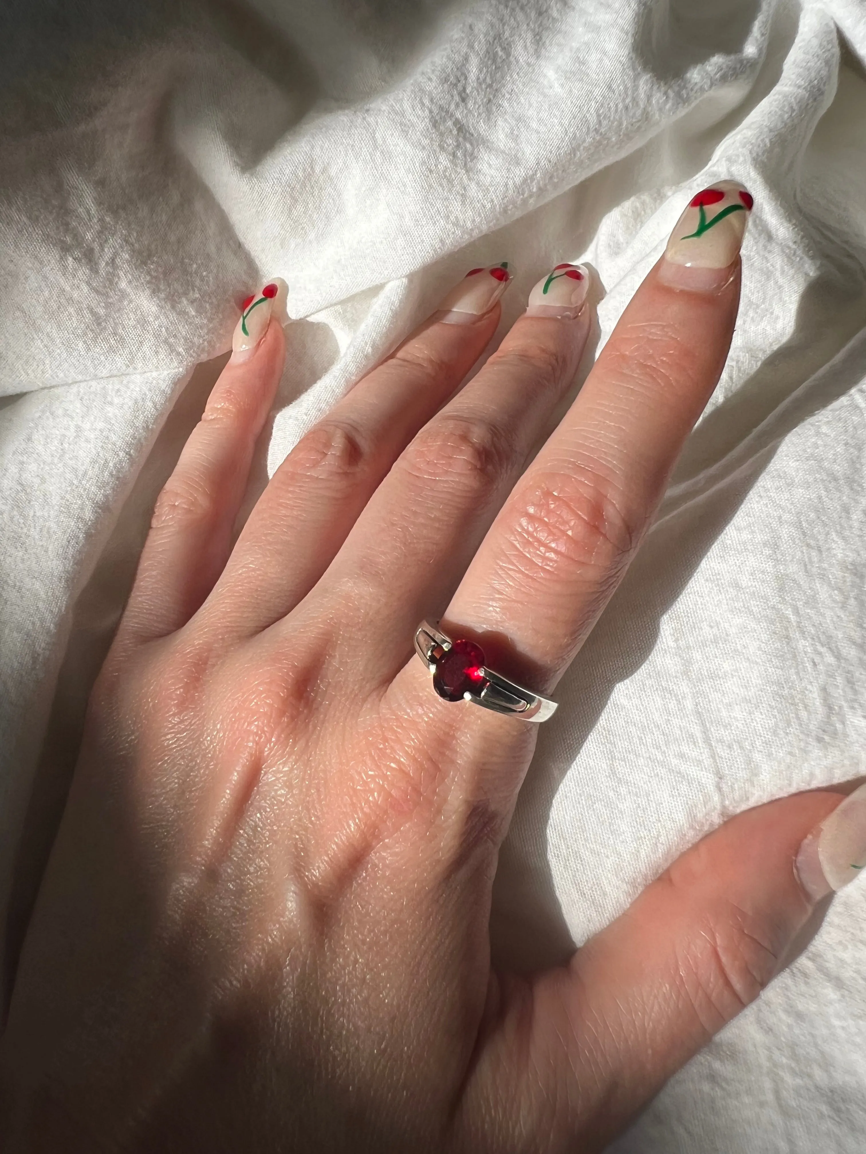 Glimmer Red Sterling Ring