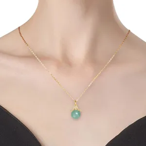 GLLBTPT Good Luck Buddha Necklace Jade Necklace 925 Sterling Silver,18K Gold Plated Jade Pendant Crystal Necklace Cubic Zirconia for Women