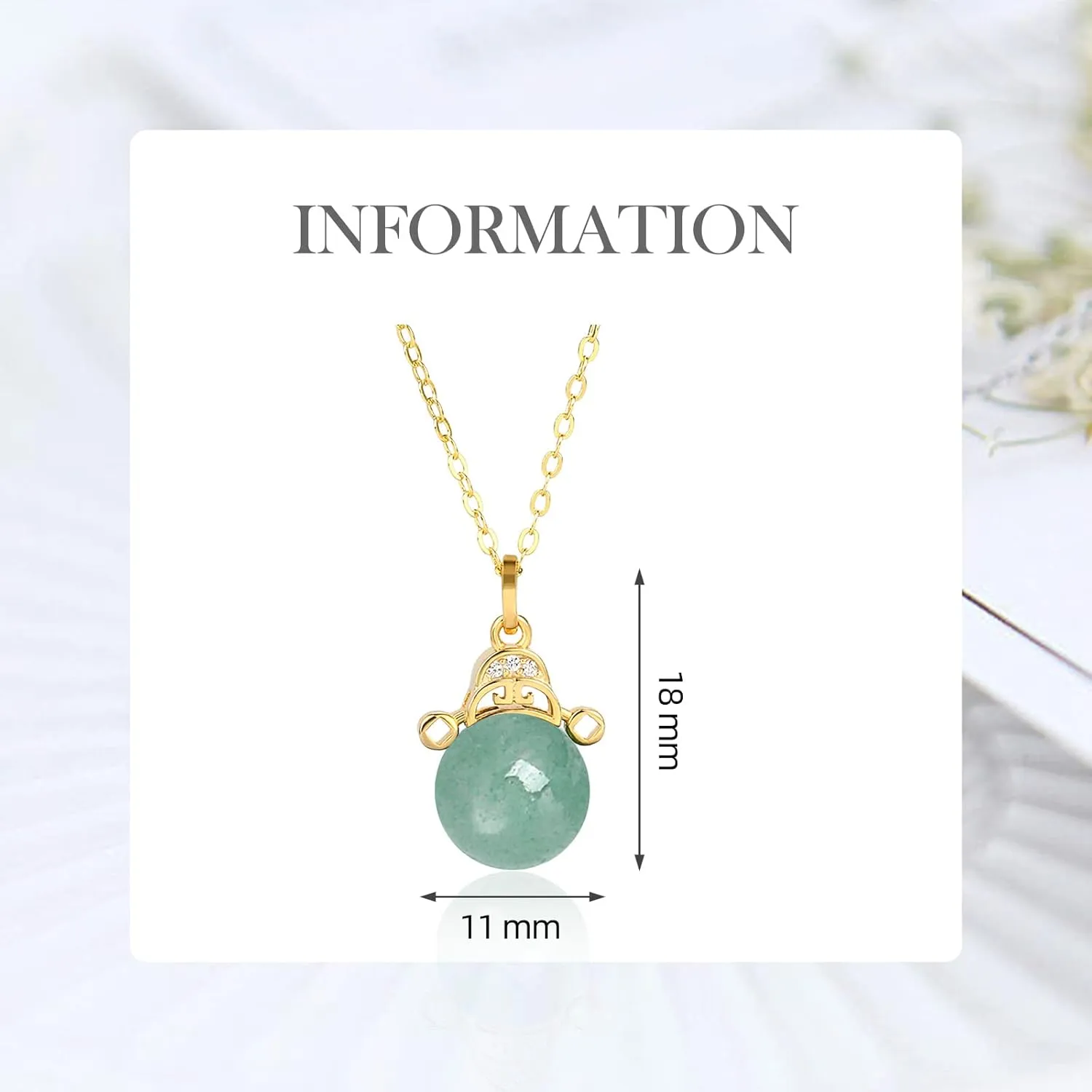 GLLBTPT Good Luck Buddha Necklace Jade Necklace 925 Sterling Silver,18K Gold Plated Jade Pendant Crystal Necklace Cubic Zirconia for Women