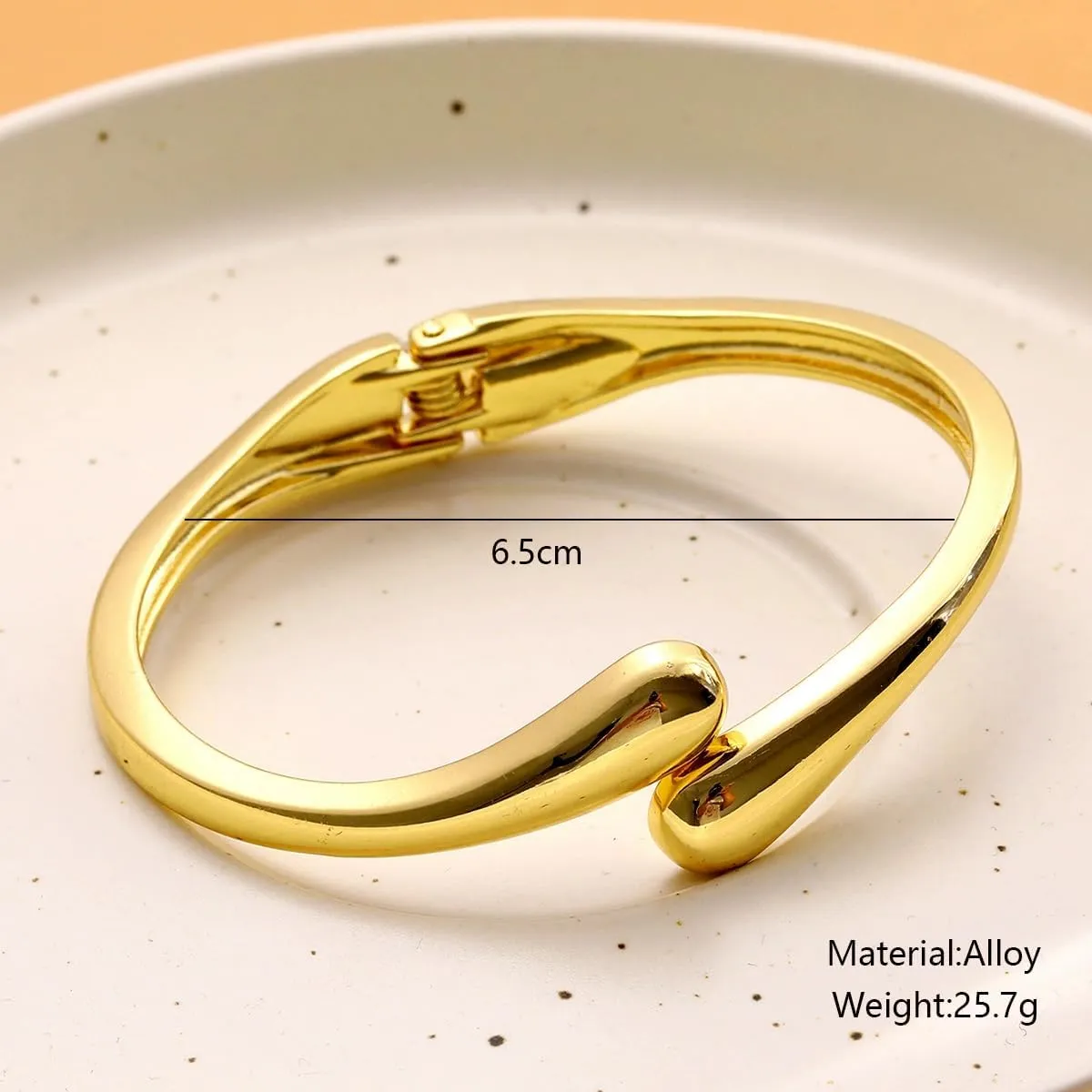 Gold Bangle Bracelets For Women, Polished Chunky Twisted Hinged Waterdrop Spiraled Oval Open Thick Cuff Statement Jewelry Gift