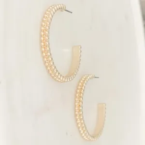 Gold Dotted Textured Hoop Earrings