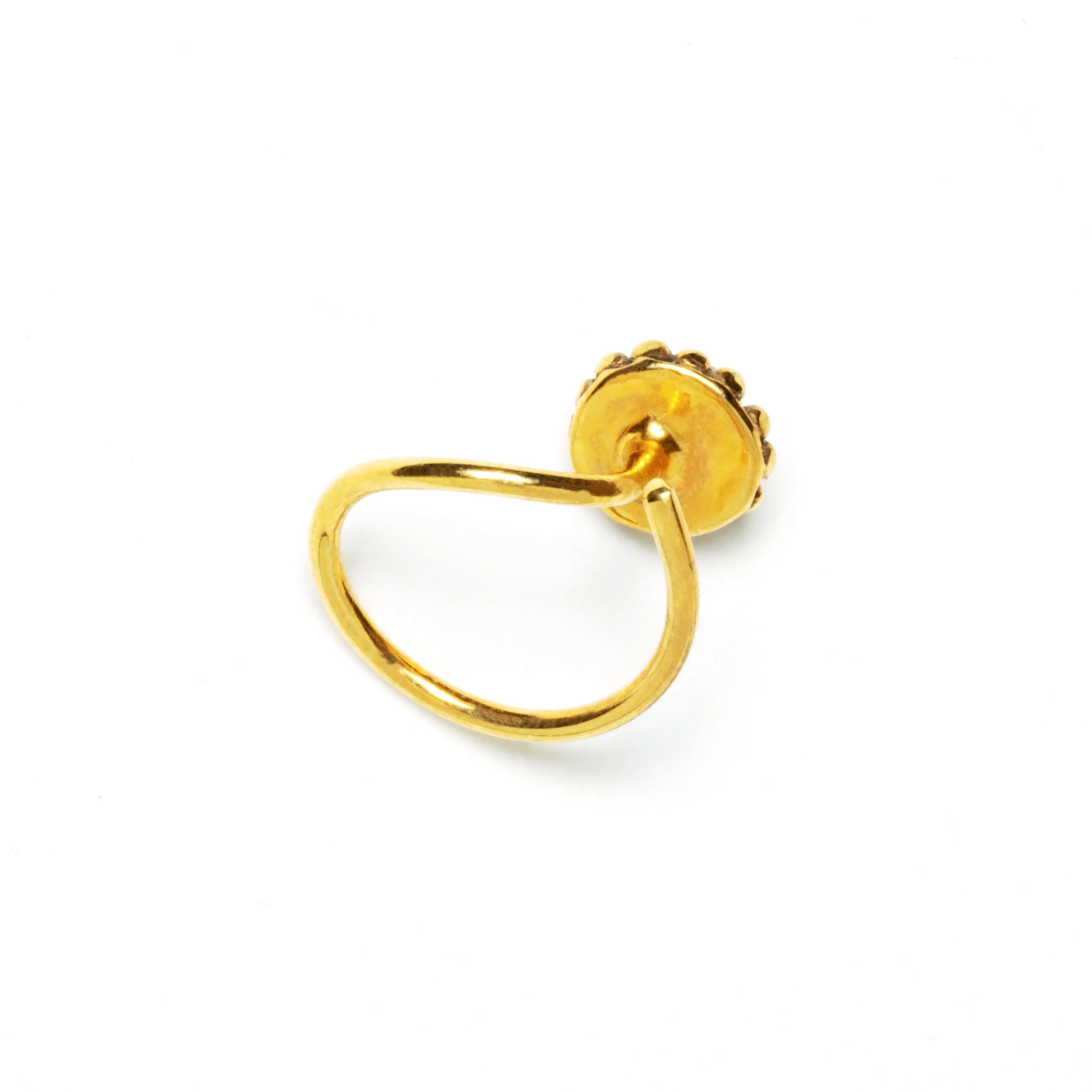 Gold Flower Nose Stud with White Topaz