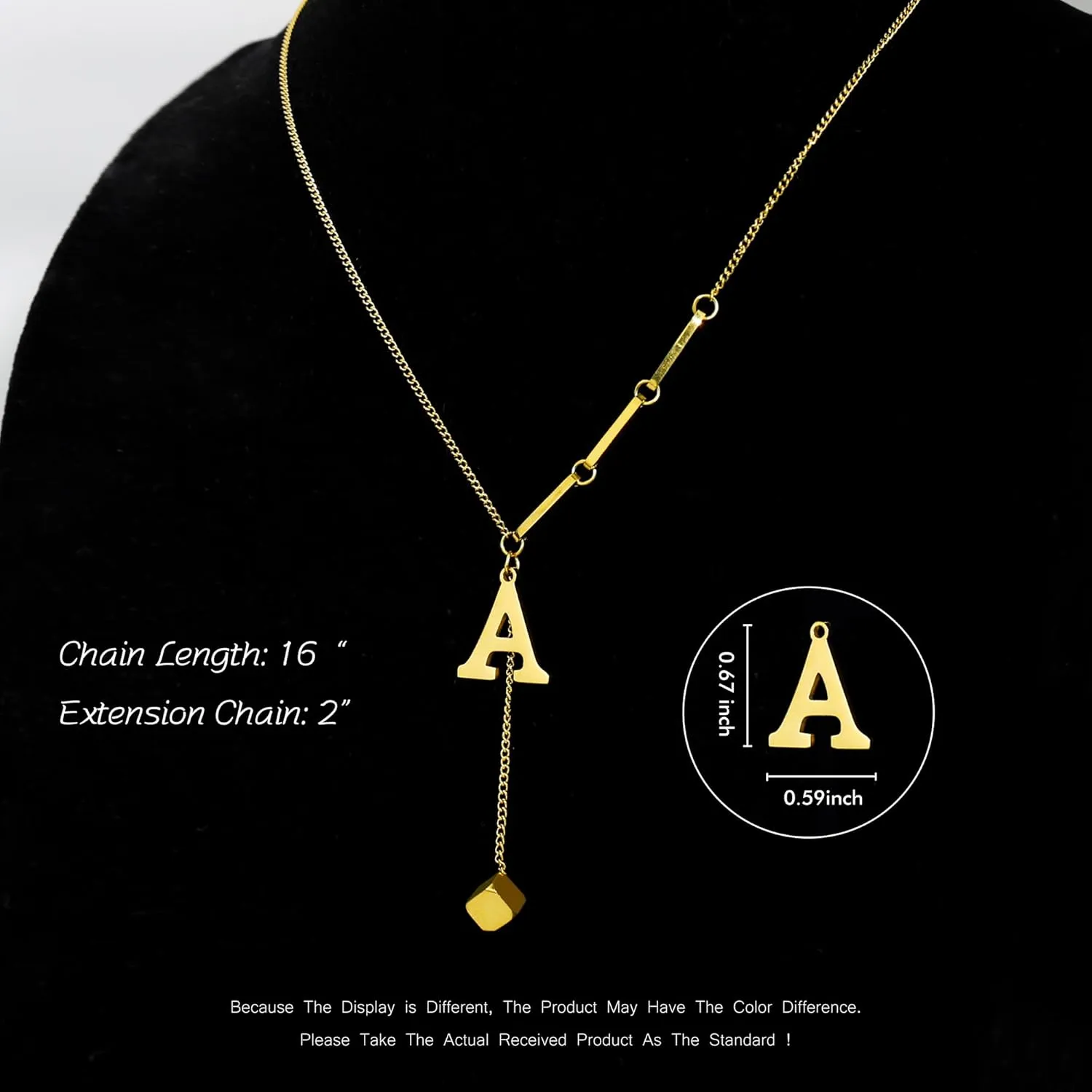 Gold Initial Necklace for Women, Dainty 18K Gold Plated Initial Necklace A-Z Pendant Choker Necklace Trendy Cube Initial Letter Necklace Gold Jewelry Necklace for Gift