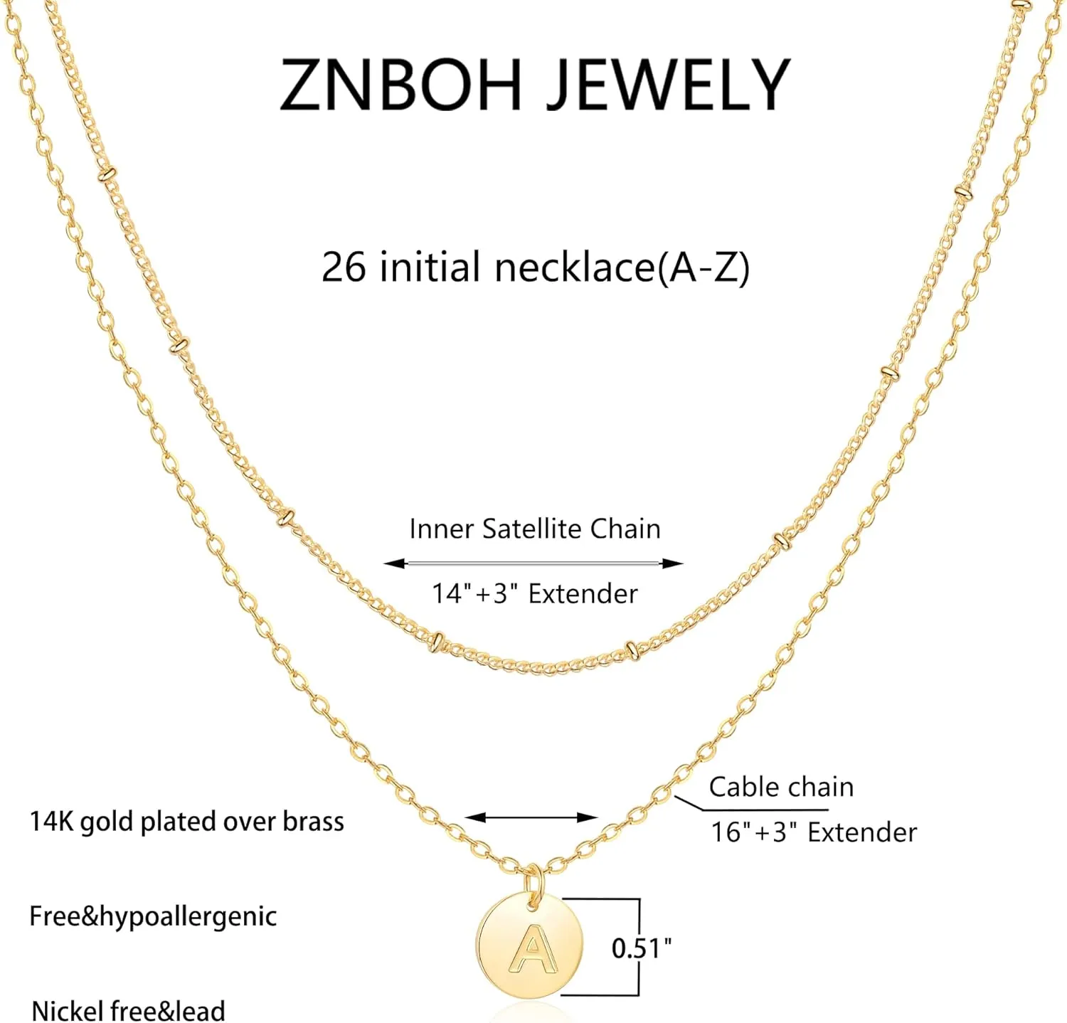 Gold Initial Necklaces for Women Layered Dainty Letter Coin Necklace for Teen Girls Trendy 14k Gold Plated Choker Name Pendant Cute Simple Stacking Charm Chain Jewelry Gift