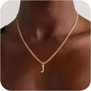 Gold Initial Necklaces for Women Men, Dainty Gold Letter Necklace Tiny A-Z Pendant Choker Trendy Cute Personalized Monogram Name Necklaces Gold Jewelry for Women Gift