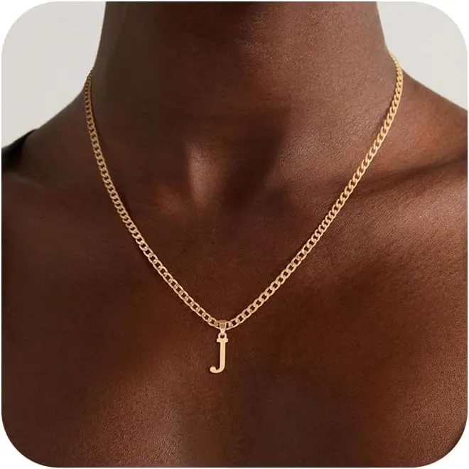 Gold Initial Necklaces for Women Men, Dainty Gold Letter Necklace Tiny A-Z Pendant Choker Trendy Cute Personalized Monogram Name Necklaces Gold Jewelry for Women Gift