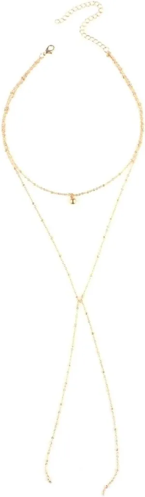 Gold Necklace Chain for Women,Necklaces for Womens Gold Plated Double Layer Chain with Tassels Necklaces for Women Gold