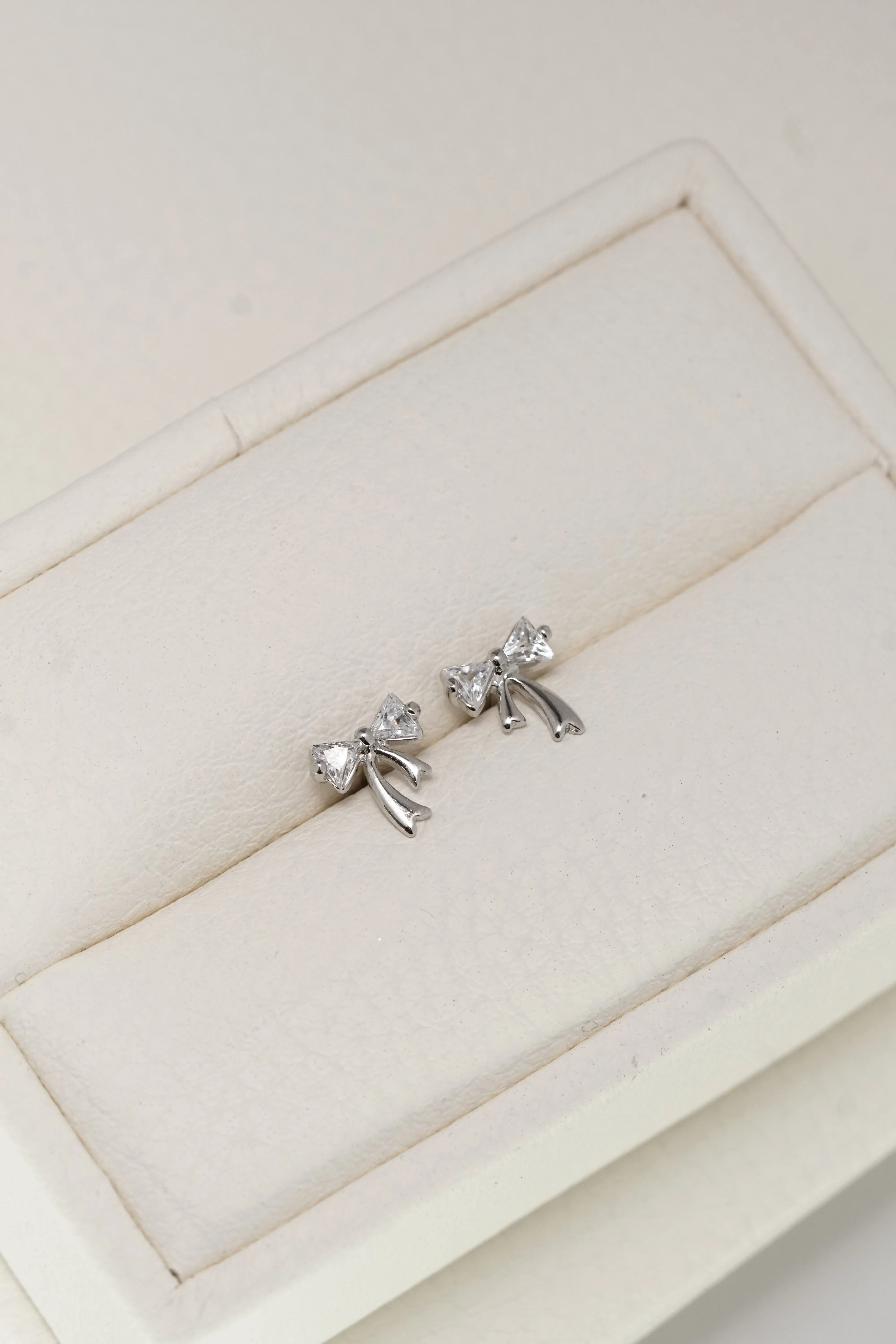 Gold Plated Bow Tie Ribbon Dainty Stud Earring