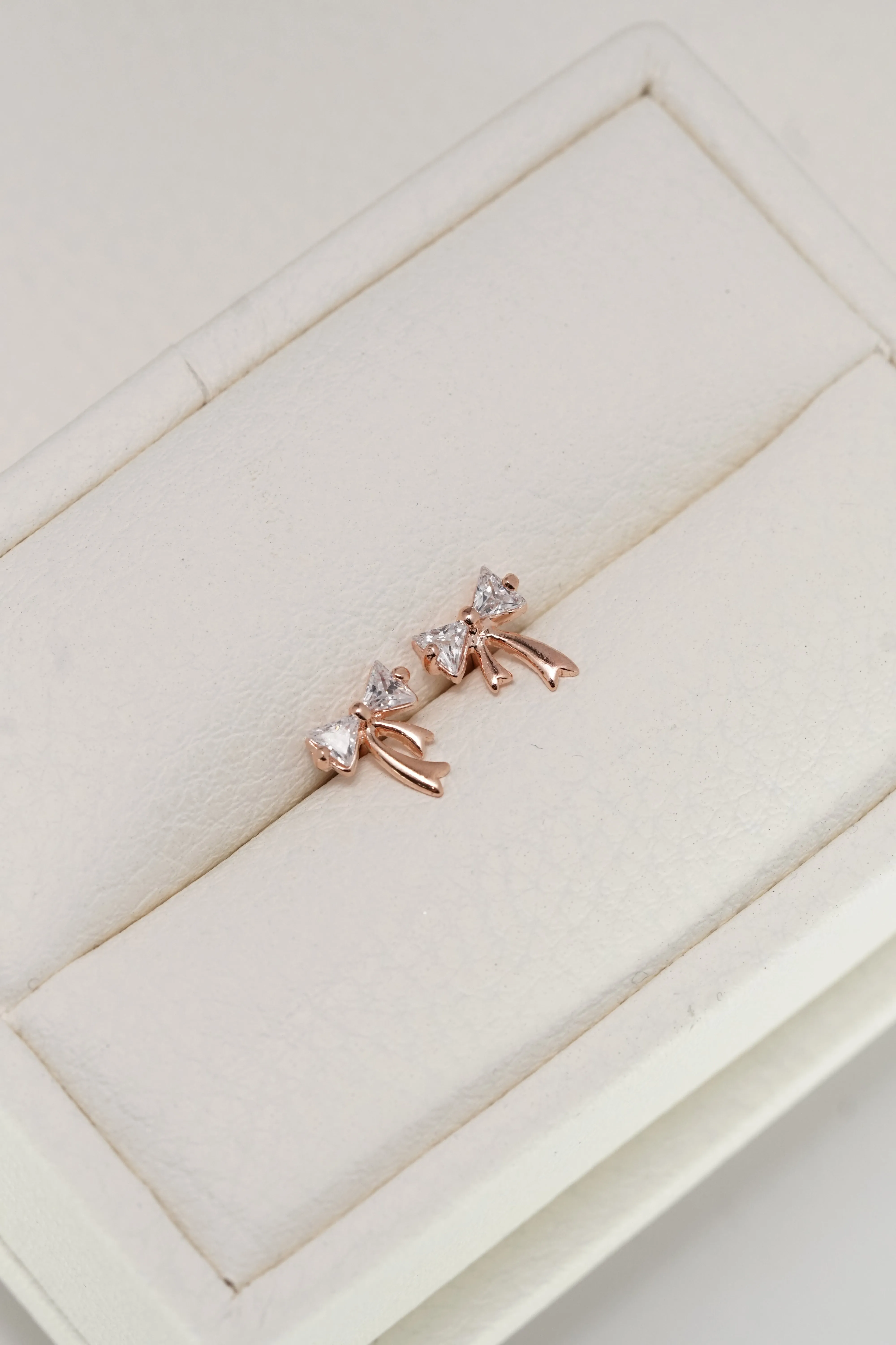 Gold Plated Bow Tie Ribbon Dainty Stud Earring