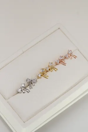 Gold Plated Bow Tie Ribbon Dainty Stud Earring