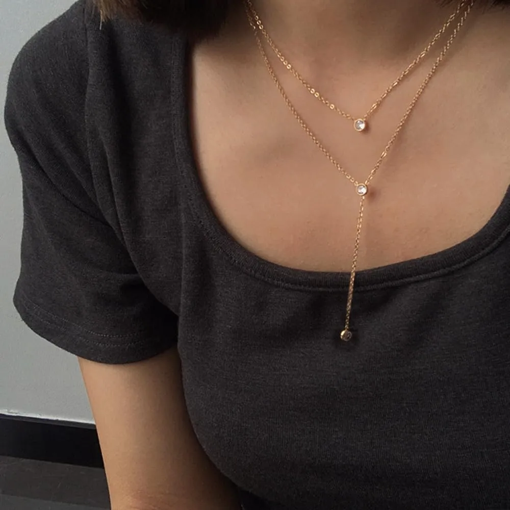 Gold Y Necklace Y-Shaped Drop Necklace for Women Stainless Steel Long Lariat Necklaces Dainty Layer CZ Pearl Heart Star Pendant Necklaces