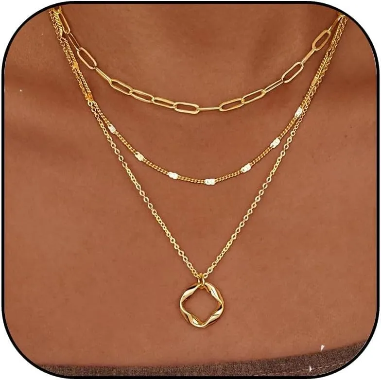 Golden Multi-Layered Pearl Necklace, Fashionable Gold Pearl Stacked Necklace, Delicate Gold Choker Necklaces For Woman, Gold Choker Necklaces For Woman, Everyday Jewelry