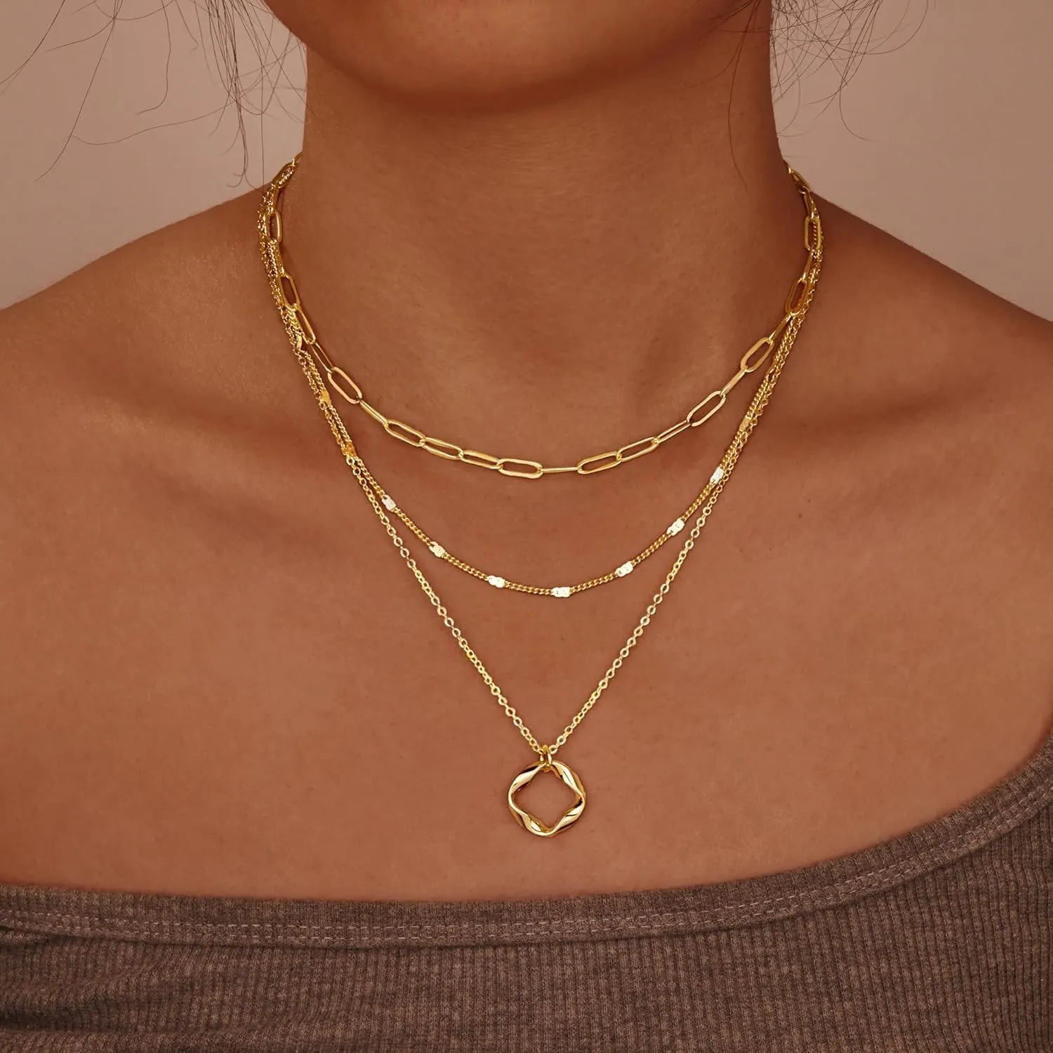 Golden Multi-Layered Pearl Necklace, Fashionable Gold Pearl Stacked Necklace, Delicate Gold Choker Necklaces For Woman, Gold Choker Necklaces For Woman, Everyday Jewelry