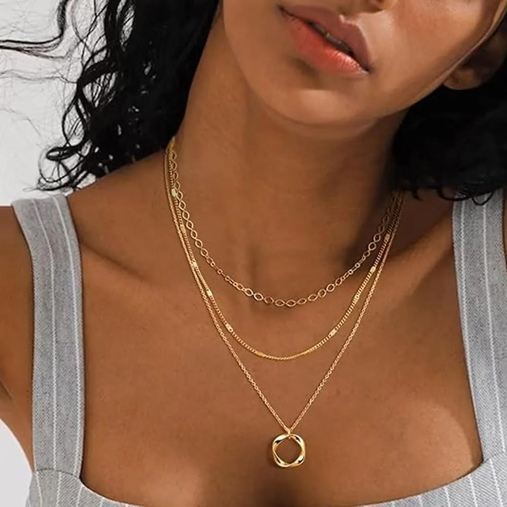 Golden Multi-Layered Pearl Necklace, Fashionable Gold Pearl Stacked Necklace, Delicate Gold Choker Necklaces For Woman, Gold Choker Necklaces For Woman, Everyday Jewelry