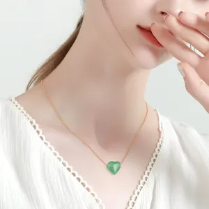 Graduation Gifts for Her, Green Jade Heart Necklaces as Teacher Appreciation Gifts, Gemstone Jewelry Birthday Gifts for Women Teen Girls, Handmade Dainty 18k Gold Necklace Gifts for Anniversary