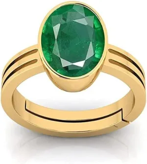 Green Emerald Gemstone Ring For Women And Men Handmade Certified Natural Unheated Untreated Oval Shape Green Emerald/Panna 7.25 carat Panchdattu 22K Gold Plated Gemstone Ring.