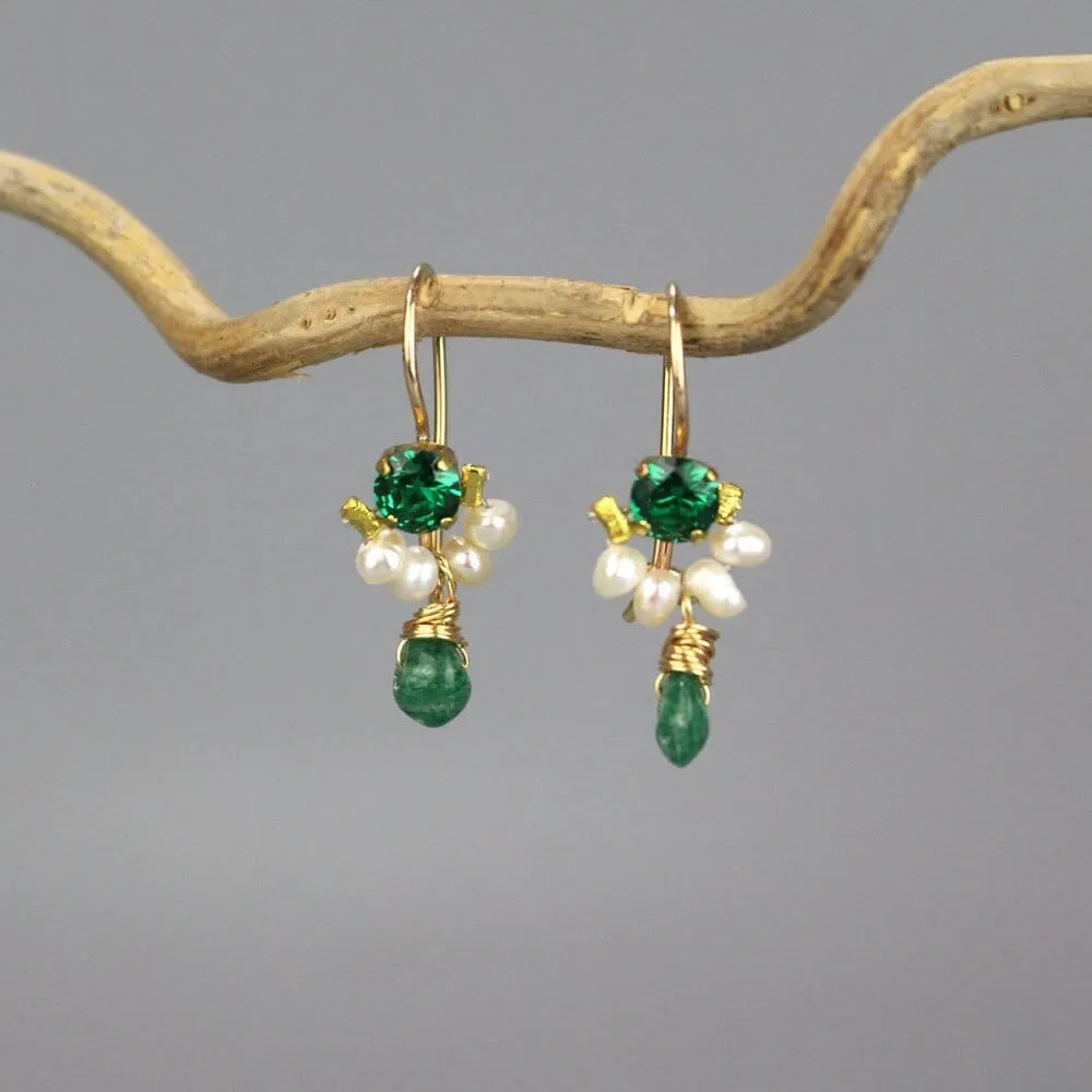 Green Glass Petite Dancer Earrings