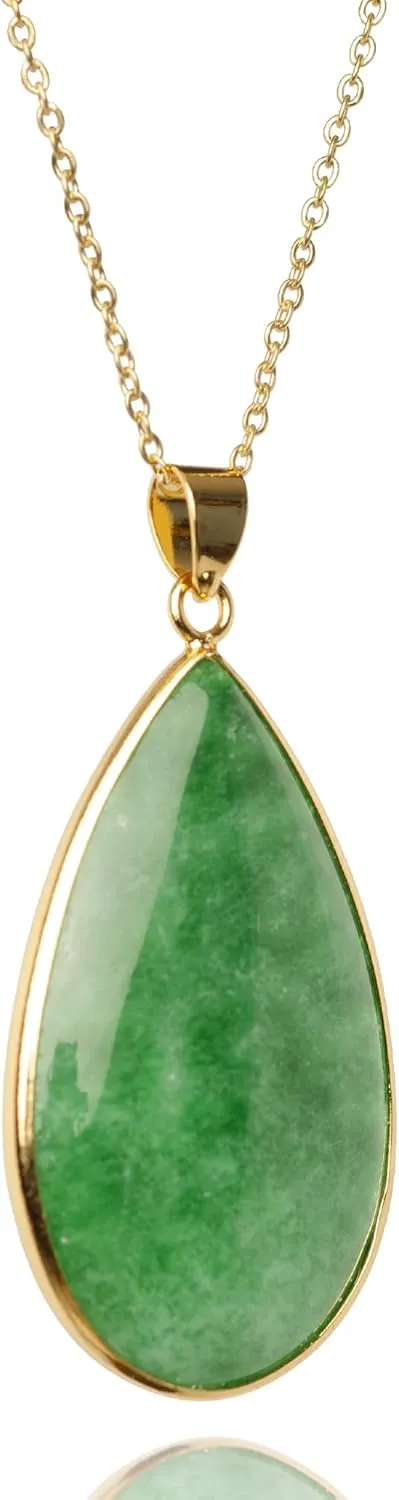 Green Jade Pendant Necklaces for Women & Men, Gold Plated 925 Sterling Silver Jade Good Luck Gift Jewelry
