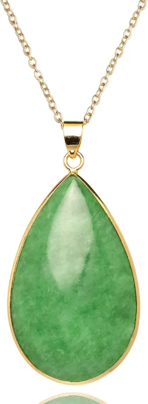 Green Jade Pendant Necklaces for Women & Men, Gold Plated 925 Sterling Silver Jade Good Luck Gift Jewelry