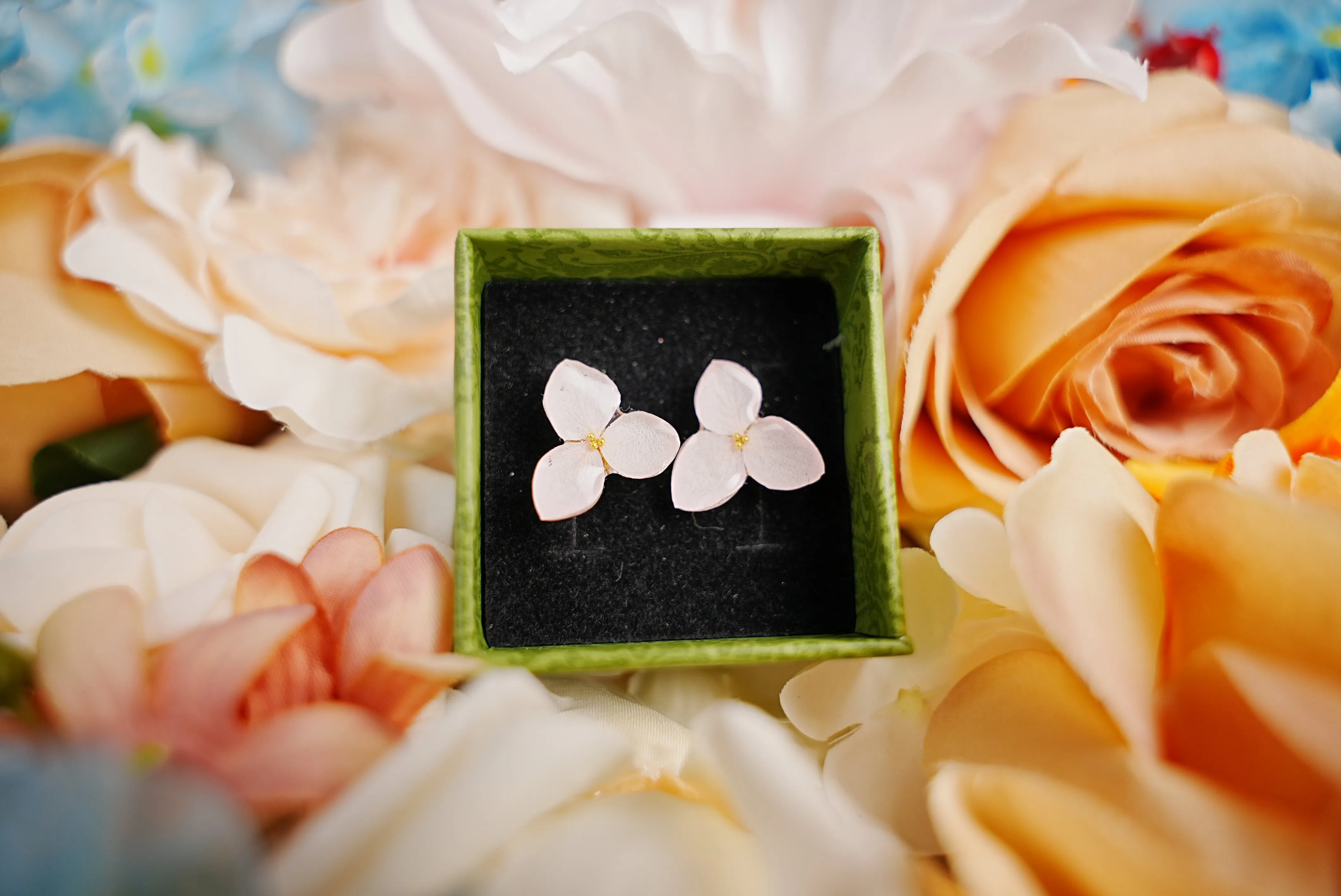 Green Pearl Blossom Studs