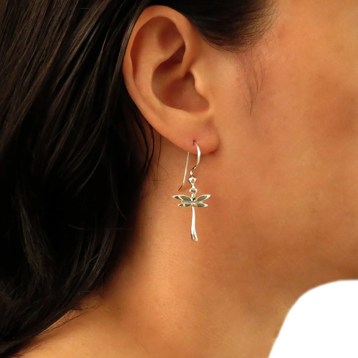 Handmade Dragonfly 925 Sterling Silver Drop Earrings