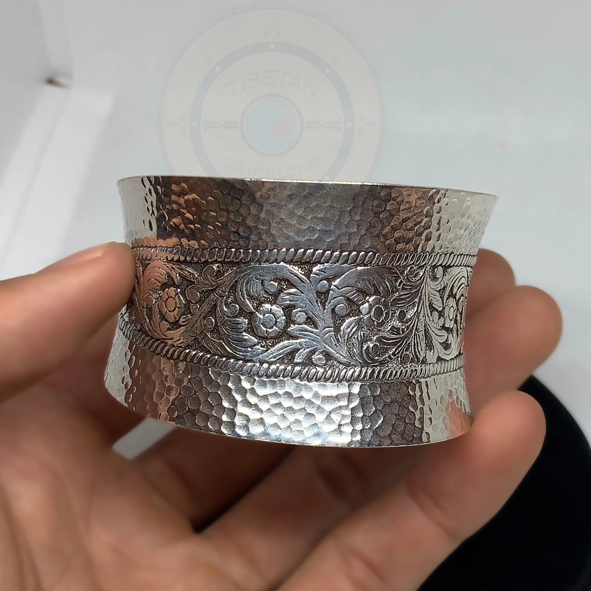 Handmade Sterling Silver Flower Cuff Bracelet