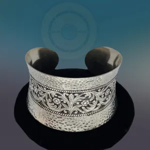 Handmade Sterling Silver Flower Cuff Bracelet