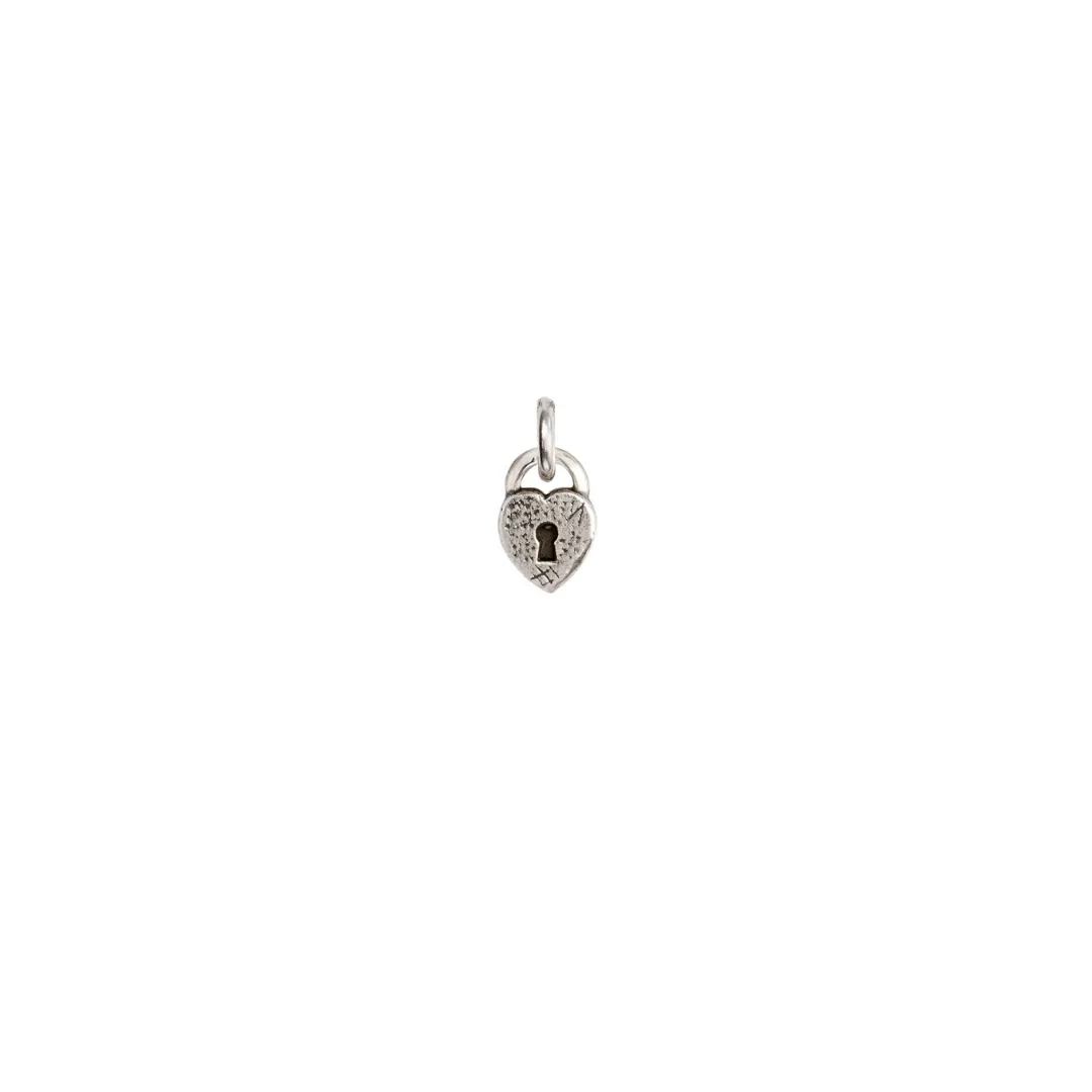 Heart Lock Symbol Silver Charm