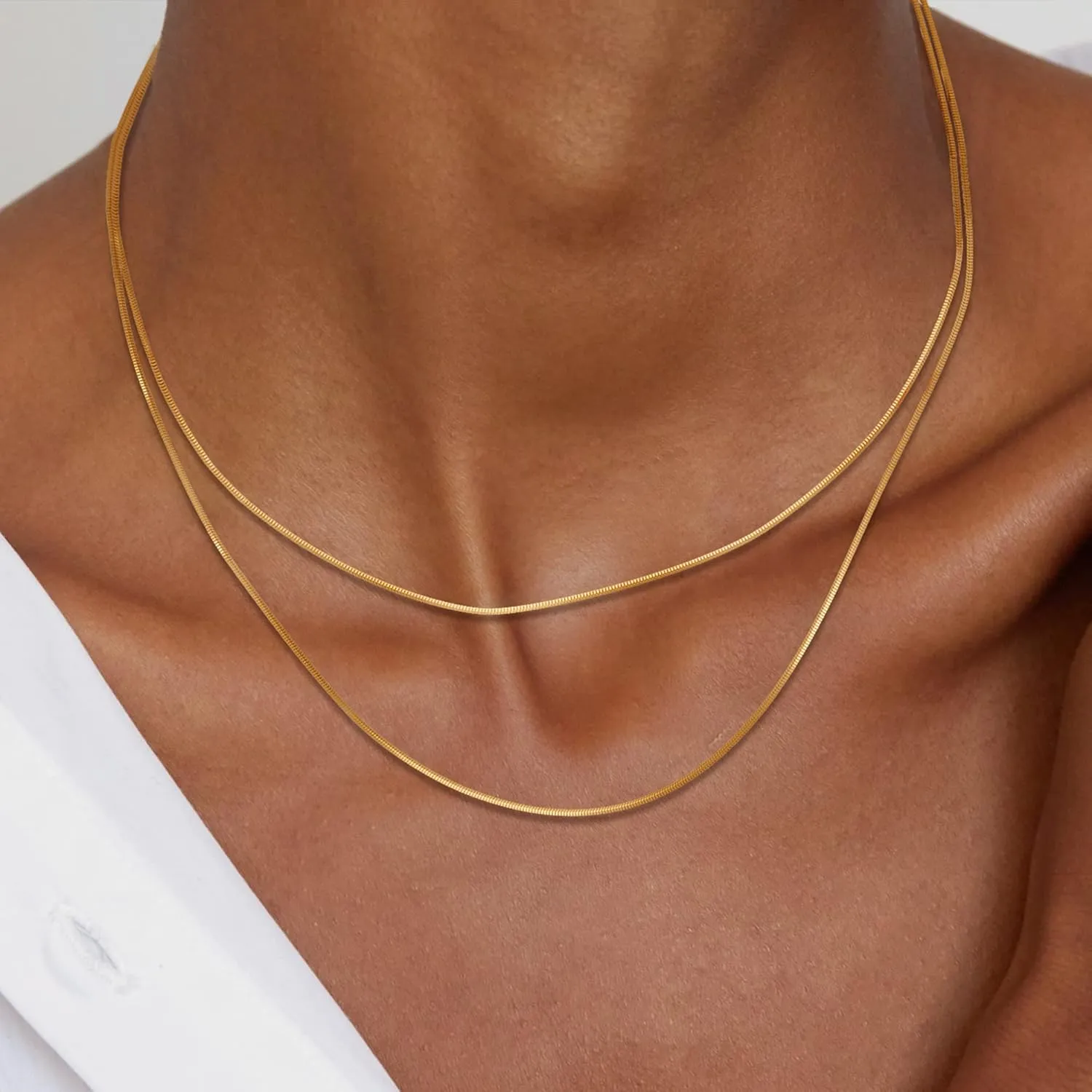 Herringbone Necklace for Women,Dainty Gold Necklace,14k Gold Plated Snake,Gold Chain Choker Necklaces,Simple Gold Layered Necklaces,Gold Jewelry Gift for Women