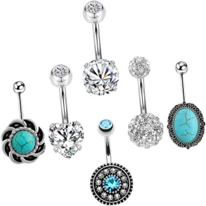 Homoyoyo 1Set Zircon Navel Piercing Rings Creative Belly Button Jewelry Durable Zircon Body Ornaments Skin Friendly Comfortable for All Present for Any