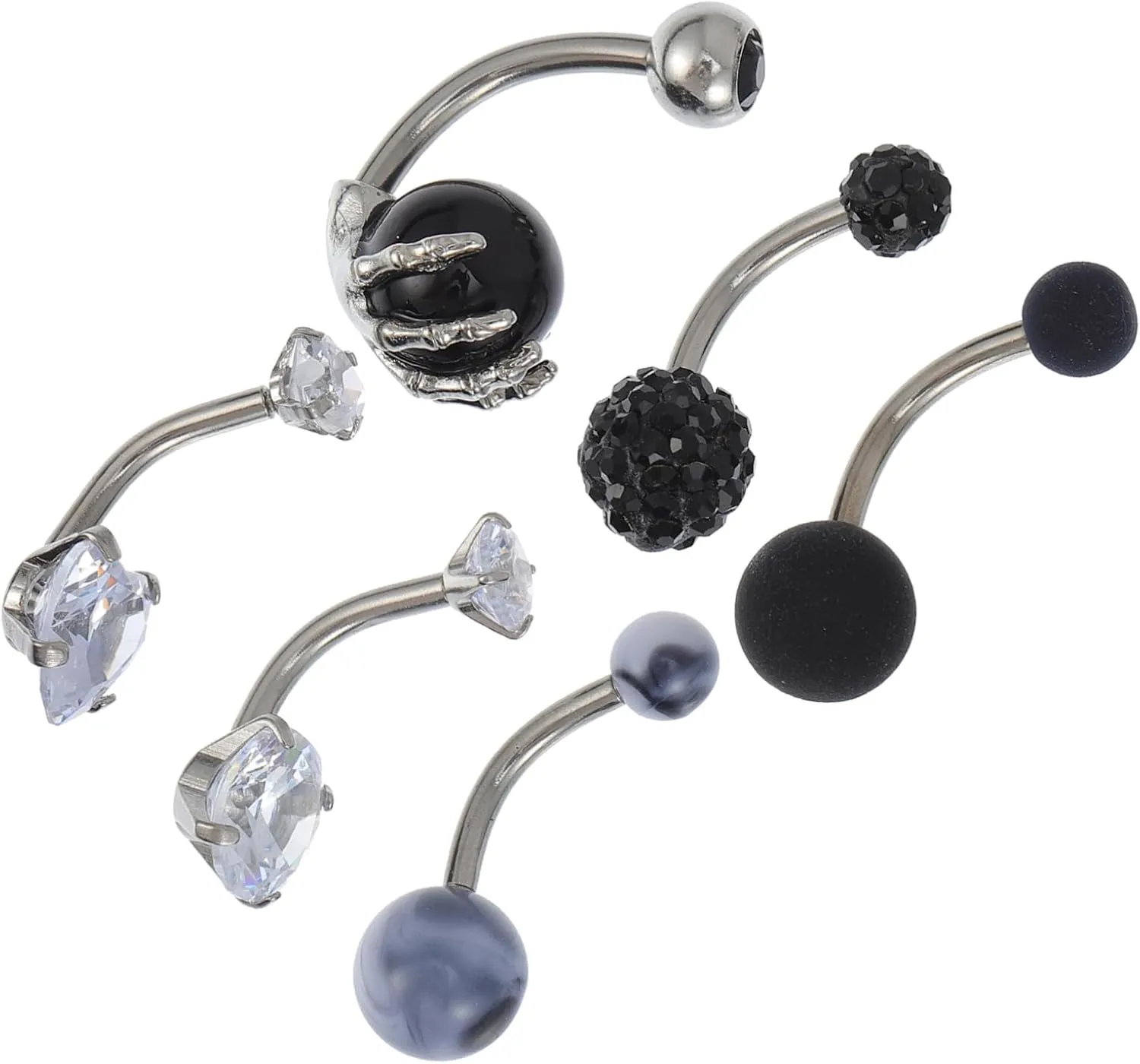 Homoyoyo 6Pcs Heart Belly Button Rings Creative Decorative Navel Jewelry Comfortable and Skin Piercing for Women for Beach and Summer Wear