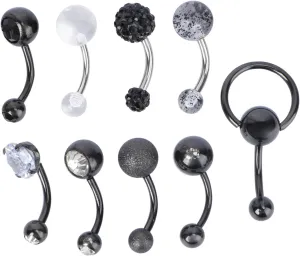 Homoyoyo 9Pcs Zircon Belly Button Rings Stylish Piercing Jewelry for Parties and Special Occasions Multi Purpose Belly Decoration Accessories