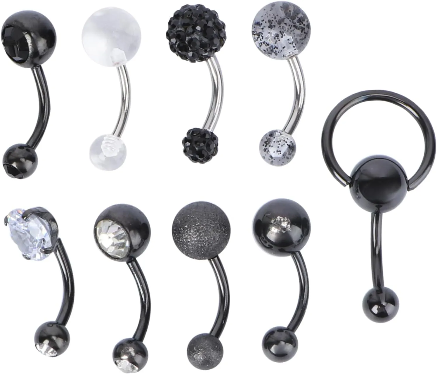 Homoyoyo 9Pcs Zircon Belly Button Rings Stylish Piercing Jewelry for Parties and Special Occasions Multi Purpose Belly Decoration Accessories