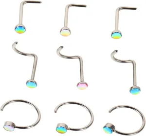 Homoyoyo Elegant Opal Nose Ring Set Women's Fashion Jewelry Helix Piercing Studs Small Hoop Earrings