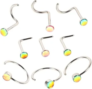 Homoyoyo Versatile Nose Studs 9 Colorful Body Jewelry Stylish Piercing Nose Ring for Women