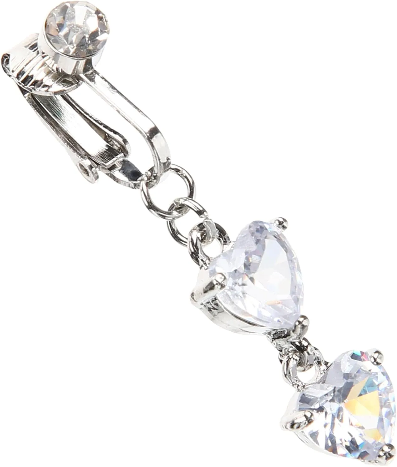Homoyoyo Zircon Belly Button Ring for Women Non Piercing Navel Jewelry Elegant Heart Design Body Art Lovers Eye Catching Accessory to Enhance Your Look