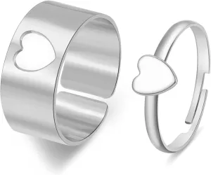 HUASAI Promise Rings for Couples Matching Couple Rings Engagement Rings Non Tarnish for Boyfriend Girlfriend Wedding Bands for Her Open Adjustable Wedding Rings Jewelry Gifts for Couples 2024