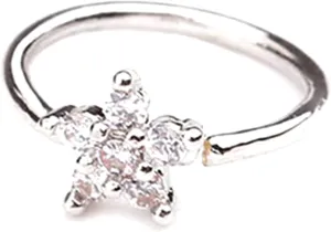 Hypoallergenic Nose Rings Nose Hoops Nose Studs, 1Pc Women Cubic Zirconia Inlaid Flower Nose Ring Piercing Hoop Helix Earring Women Men - Silver 5 Stones