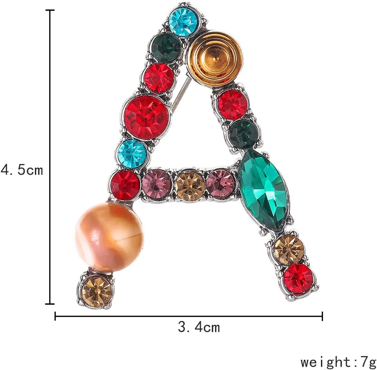 Initial Letter Brooch Bling Pin Jewelry Xmas Present Crystal Pearl Brooches Christmas Gift