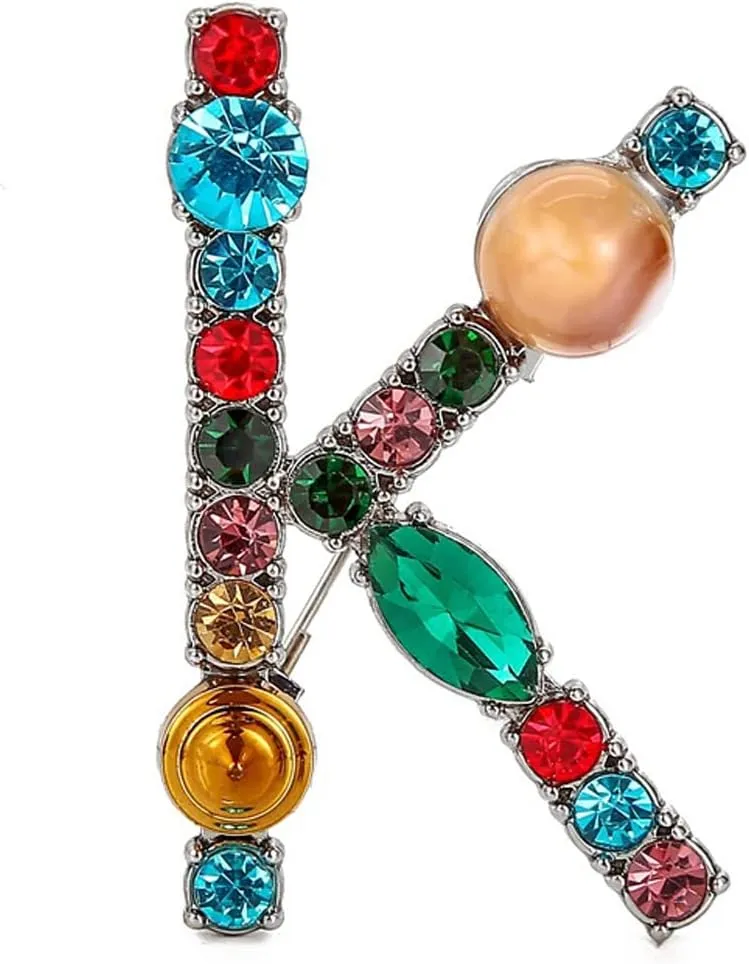 Initial Letter Brooch Bling Pin Jewelry Xmas Present Crystal Pearl Brooches Christmas Gift