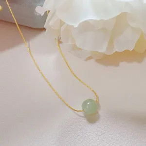 Jade Bead Pendant Necklace Jade Good Luck Necklace Chinese Fu Pendant Necklace Fortune Pendant Necklace Green Jade Necklace 925 Sterling Silver Gold Plate Jade Circle Necklace Pendant