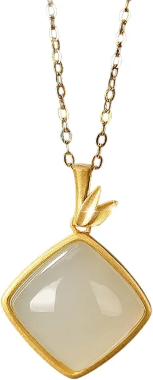 Jade Leaf Pendant Charm Necklaces Jewelry Natural Gemstones 925 Silver Gold Plated Fashion And Elegant Gifts For Women