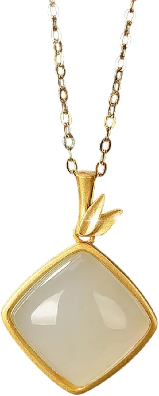 Jade Leaf Pendant Charm Necklaces Jewelry Natural Gemstones 925 Silver Gold Plated Fashion And Elegant Gifts For Women