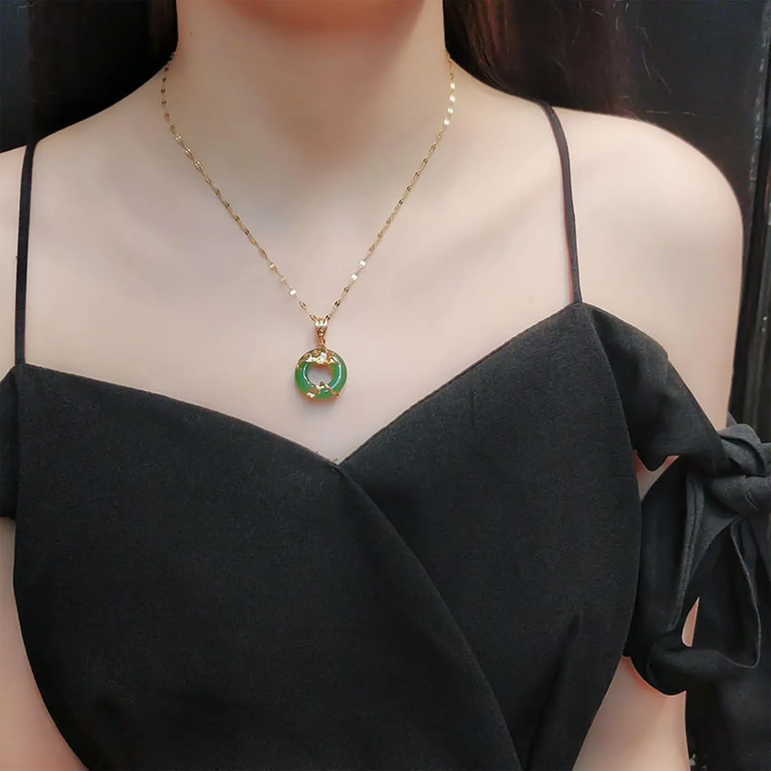 Jade Necklace for Women Buddha Jade Necklaces Green Crystal Necklace Lucky Buddha Jewelry Stocking Stuffers for Women Men
