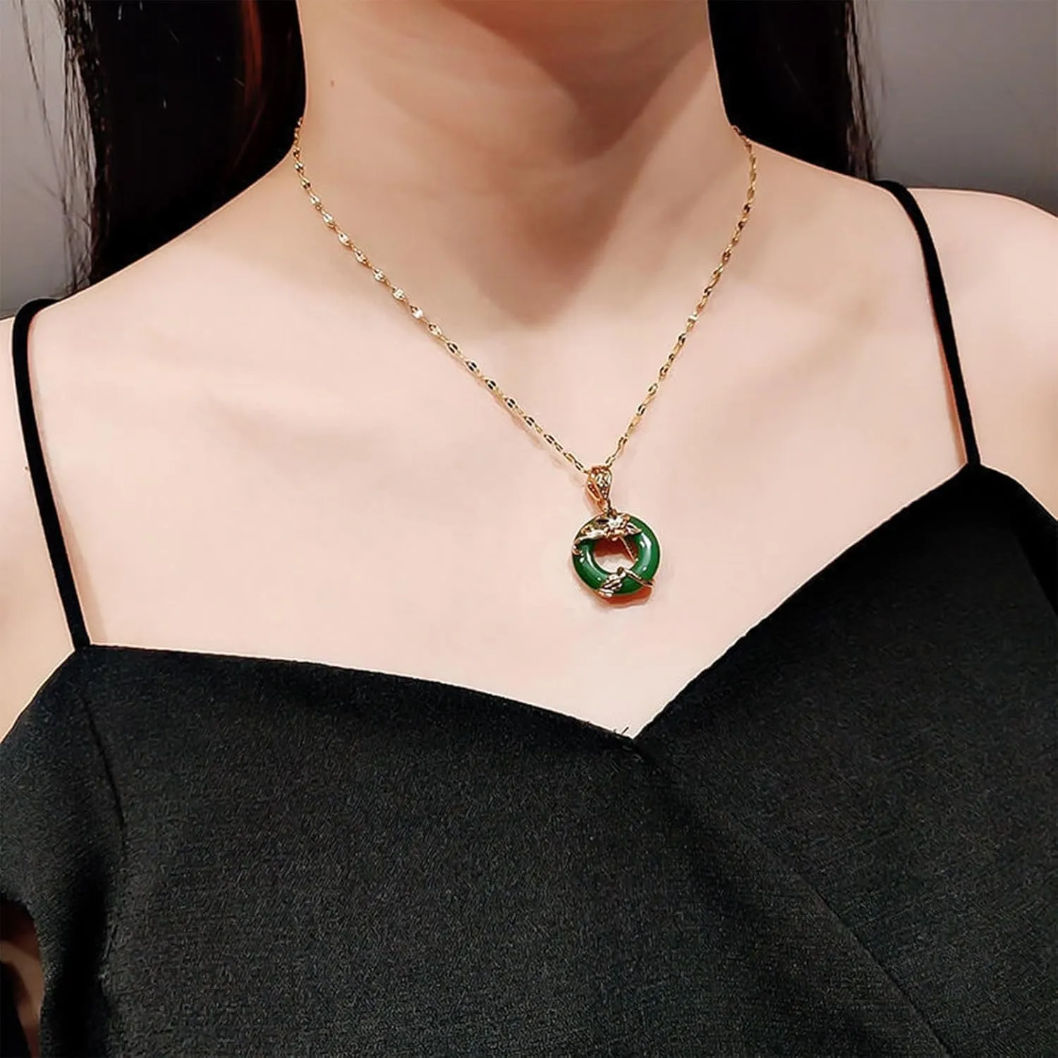 Jade Necklace for Women Buddha Jade Necklaces Green Crystal Necklace Lucky Buddha Jewelry Stocking Stuffers for Women Men
